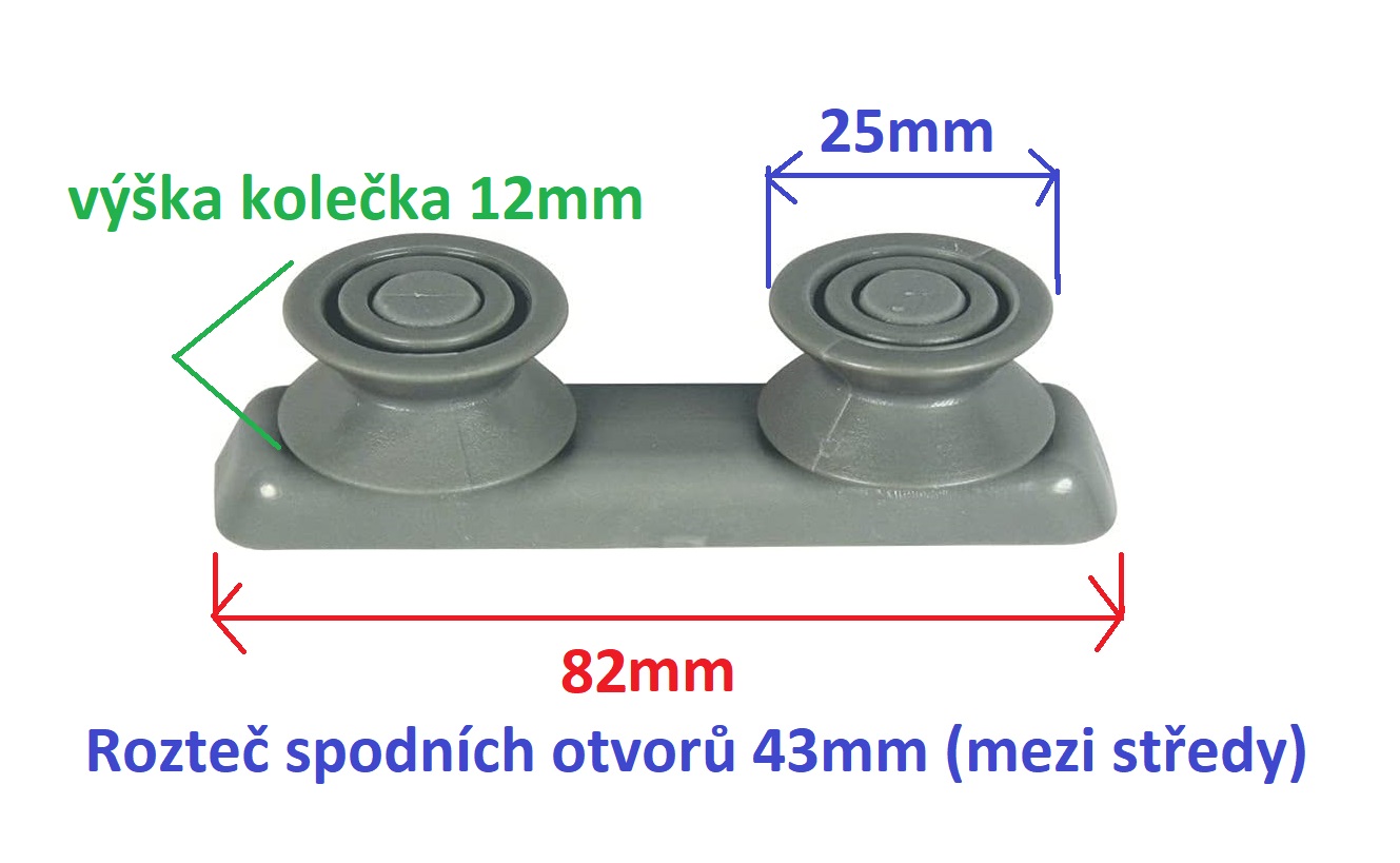 Kolečka kolejničky koše pro myčky Gorenje, Mora, Candy, Indesit, Whirlpool, Ariston - 2 Kusy
